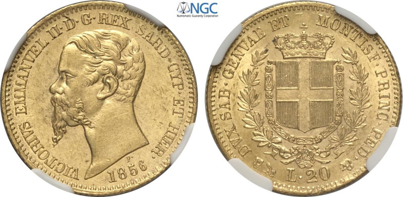 Savoia, Vittorio Emanuele II Re di Sardegna (1849-1861), 20 Lire 1856 Genova, Au...