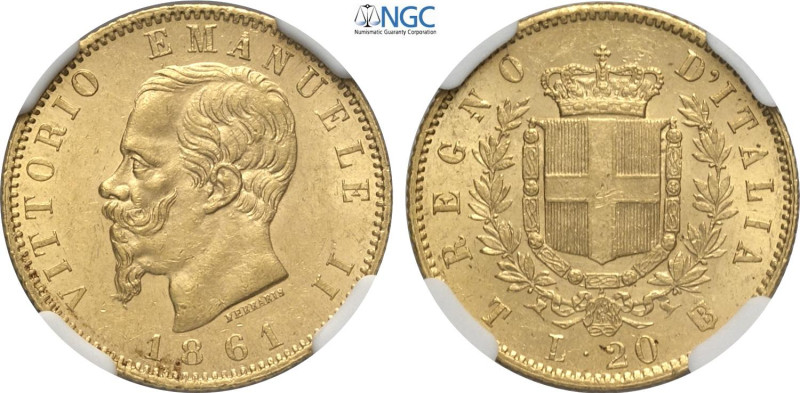 Regno d'Italia, Vittorio Emanuele II (1861-1878), 20 Lire 1861-T, Rara Au 21 mm,...