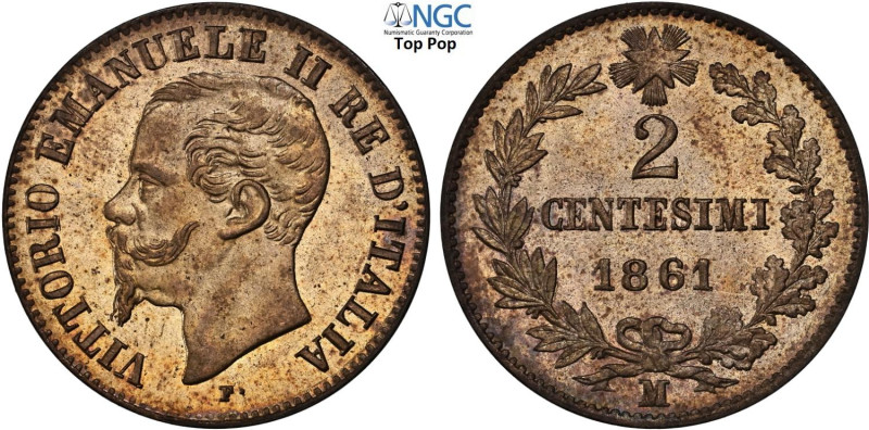 Regno d'Italia, Vittorio Emanuele II (1861-1878), 2 Centesimi 1861-M, Cu 20 mm, ...