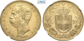 Regno d'Italia, Umberto I (1878-1900), 100 Lire 1883, Rara Au 35 mm, 32,25 g, in Slab NGC MS62