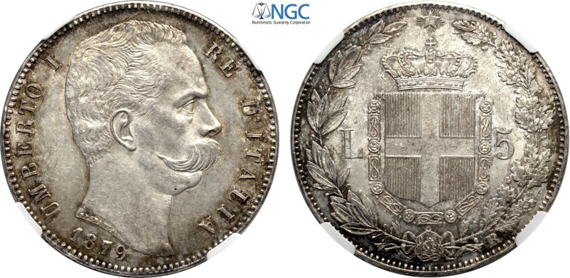 Regno d'Italia, Umberto I (1878-1900), 5 Lire 1879, Ag 37 mm, 25 g, in Slab NGC ...