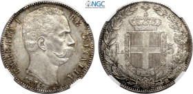 Regno d'Italia, Umberto I (1878-1900), 5 Lire 1879, Ag 37 mm, 25 g, in Slab NGC MS63