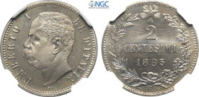 Regno d'Italia, Umberto I (1878-1900), 2 Centesimi 1895 Prova in nickel, RRRRR Sim-23/1 Mont-80, Fe-Ni 20 mm, 2,72 g, conservazione eccezionale, in Sl...