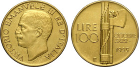 Regno d'Italia, Vittorio Emanuele III (1900-1943), 100 Lire 1923, Rara Au 35 mm, 32,25 g, segnetti al dritto altrimenti SPL