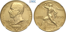 Regno d'Italia, Vittorio Emanuele III (1900-1943), 100 Lire 1925, Rara Au 35 mm, 32,25 g, in Slab NGC PF58 Matte