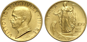 Regno d'Italia, Vittorio Emanuele III (1900-1943), 100 Lire 1931-IX, Au 23,5 mm, 8,8 g, q.FDC