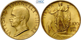 Regno d'Italia, Vittorio Emanuele III (1900-1943), 100 Lire 1932, Rara Au 23,5 mm, 8,8 g, in Slab NGC MS65 (indicato erroneamente come 1931-X)