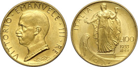 Regno d'Italia, Vittorio Emanuele III (1900-1943), 100 Lire 1933, Rara Au 23,5 mm, 8,8 g, SPL-FDC