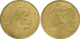 Regno d'Italia, Vittorio Emanuele III (1900-1943), 50 Lire 1906 Prova in metallo dorato su due lamine, Pag-165, RRRRR 28,5 mm, 4,75 e 7,17 g, FDC