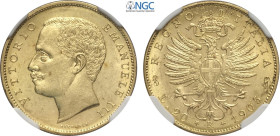 Regno d'Italia, Vittorio Emanuele III (1900-1943), 20 Lire 1905, Rara Au 21 mm, 6,45 g, in Slab NGC MS63