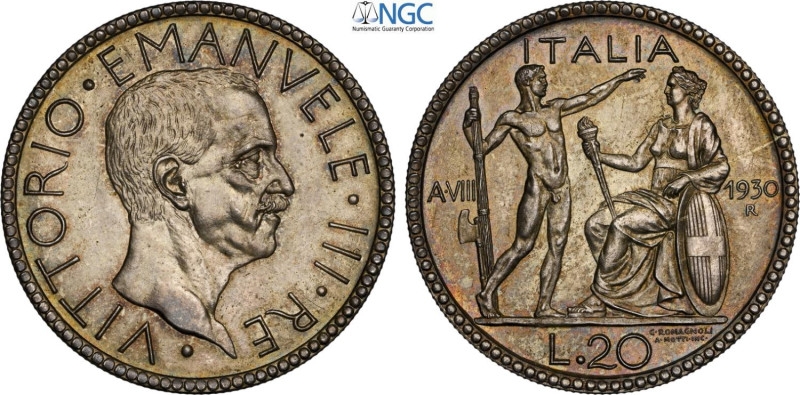 Regno d'Italia, Vittorio Emanuele III (1900-1943), 20 Lire 1930, coniati 50 esem...