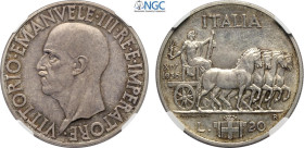 Regno d'Italia, Vittorio Emanuele III (1900-1943), 20 Lire 1936, Rara Ag 35,5 mm, 20 g, in Slab NGC MS61