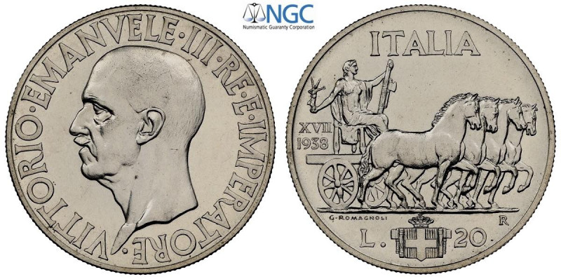 Regno d'Italia, Vittorio Emanuele III (1900-1943), 20 Lire 1938, coniati 20 esem...
