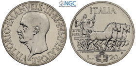 Regno d'Italia, Vittorio Emanuele III (1900-1943), 20 Lire 1938, coniati 20 esemplari, RRRR Ag 35,5 mm, 20 g, a nostro parere la moneta è in FDC. in S...