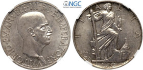 Regno d'Italia, Vittorio Emanuele III (1900-1943), 10 Lire 1941, coniati 20 esemplari, RRRR Ag 27 mm, 10 g, in Slab NGC MS65 (only 1 coin is graded hi...