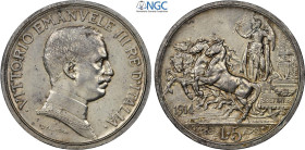 Regno d'Italia, Vittorio Emanuele III (1900-1943), 5 Lire 1914, RR Ag 37 mm, 25 g, In Slab NGC MS61