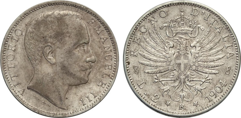 Regno d'Italia, Vittorio Emanuele III (1900-1943), 2 Lire 1904, RR Ag 27 mm, 9,9...