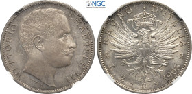 Regno d'Italia, Vittorio Emanuele III (1900-1943), 2 Lire 1905, Ag 27 mm, 10 g, ottimo esemplare, in Slab NGC MS64