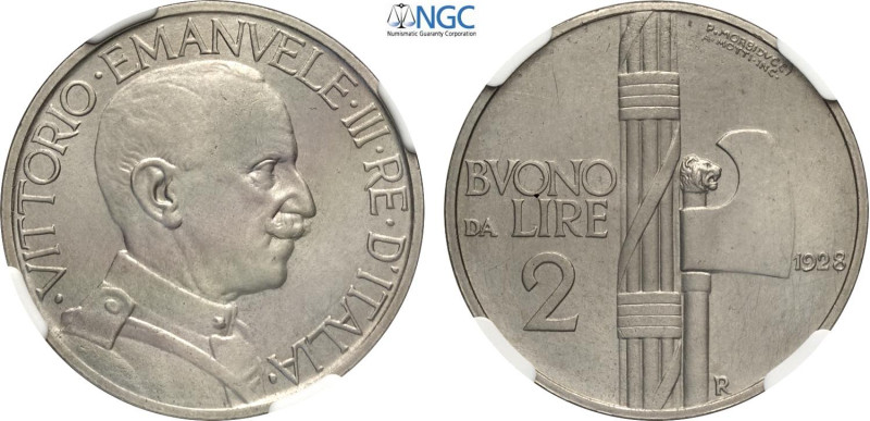 Regno d'Italia, Vittorio Emanuele III (1900-1943), 2 Lire 1928, tiratura: 50, RR...