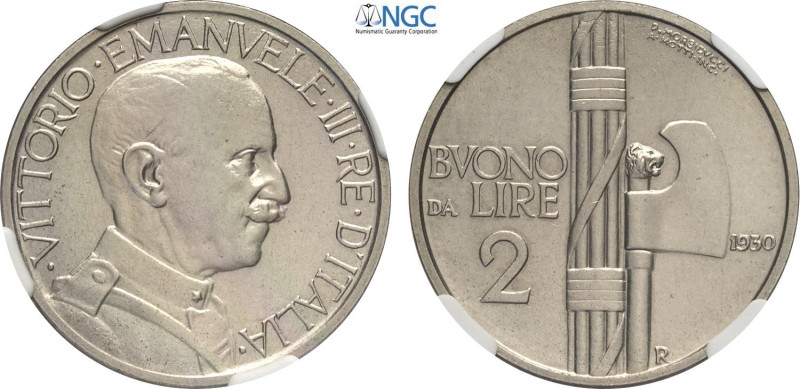 Regno d'Italia, Vittorio Emanuele III (1900-1943), 2 Lire 1930, tiratura: 50, RR...