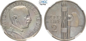 Regno d'Italia, Vittorio Emanuele III (1900-1943), 2 Lire 1931, tiratura: 50, RRR Ni 29 mm, 10 g, in Slab NGC MS67 Top Pop (cert. 8358289017)