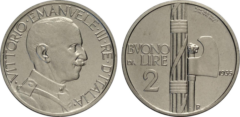 Regno d'Italia, Vittorio Emanuele III (1900-1943), 2 Lire 1935, tiratura: 50, RR...