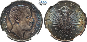 Regno d'Italia, Vittorio Emanuele III (1900-1943), Lira 1901, Ag 23 mm, 5 g, eccezionale per conservazione e patina, in Slab NGC MS66 Top Pop (cert. 5...