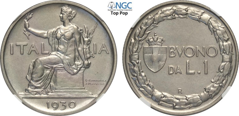 Regno d'Italia, Vittorio Emanuele III (1900-1943), Lira 1930, Tiratura: 50, RRR ...