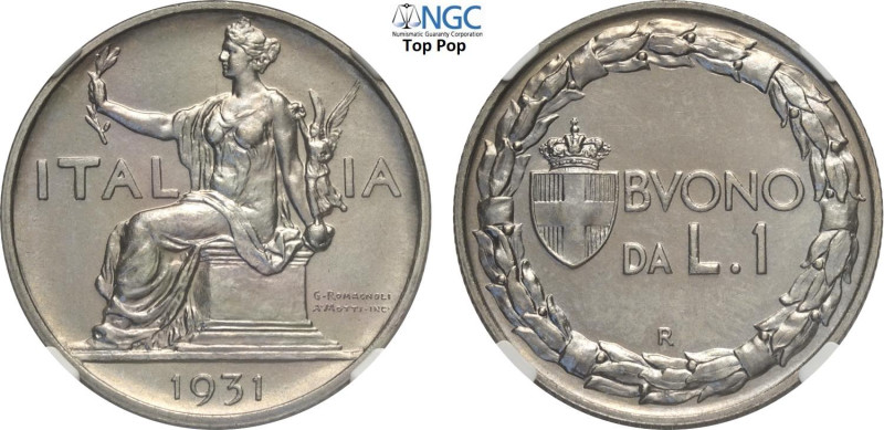 Regno d'Italia, Vittorio Emanuele III (1900-1943), Lira 1931, Tiratura: 50, RRR ...