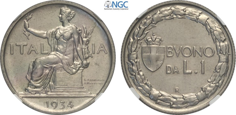 Regno d'Italia, Vittorio Emanuele III (1900-1943), Lira 1934, Tiratura: 50, RRR ...