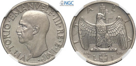 Regno d'Italia, Vittorio Emanuele III (1900-1943), Lira 1936, Rara Ni 26,5 mm, 8 g, eccezionale, in Slab NGC MS66 (only 1 coin is graded higher)