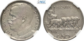 Regno d'Italia, Vittorio Emanuele III (1900-1943), 50 Centesimi 1935, Tiratura: 50, RRR Ni 23,8 mm, 6 g, in Slab NGC MS64 (only 1 coin is graded highe...