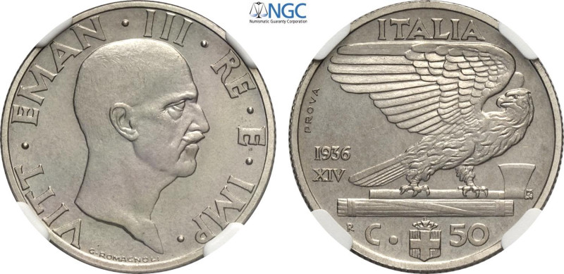 Regno d'Italia, Vittorio Emanuele III (1900-1943), 50 Centesimi 1936 Prova, RRR ...