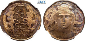 Regno d'Italia, Vittorio Emanuele III (1900-1943), Buono da 20 Centesimi 1906 per l'Esposizione di Milano, Cu 28 mm, 9,5 g, in Slab NGC MS64 RB (only ...