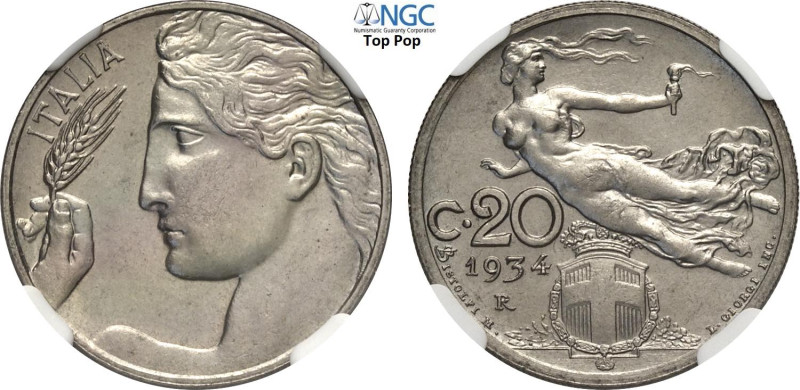Regno d'Italia, Vittorio Emanuele III (1900-1943), 20 Centesimi 1934, Tiratura: ...