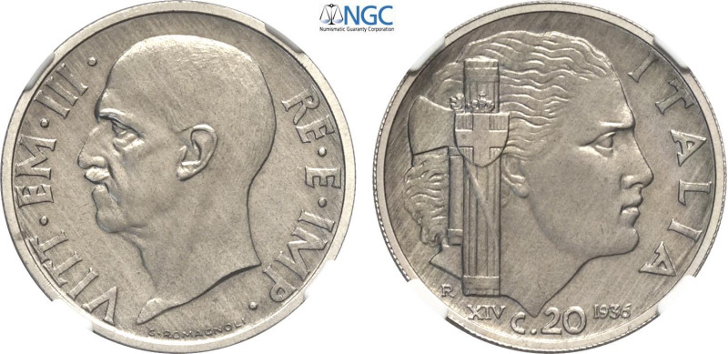 Regno d'Italia, Vittorio Emanuele III (1900-1943), 20 Centesimi 1936, RR Ni 21,5...