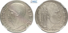 Regno d'Italia, Vittorio Emanuele III (1900-1943), 20 Centesimi 1939-XVII Prova, RRRR Ac 21,7 mm, 4 g, in Slab NGC MS65