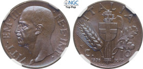 Regno d'Italia, Vittorio Emanuele III (1900-1943), 10 Centesimi 1936, Cu 22,5 mm, 5,4 g, in Slab NGC MS66 BN Top Pop (cert. 6635213010)
