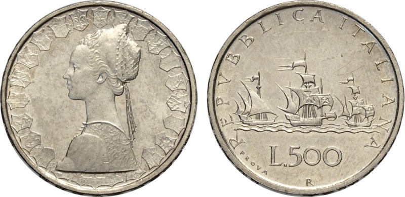 Repubblica Italiana, Monetazione in Lire (1946-2001), 500 Lire 1957 Prova, RRR A...