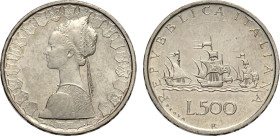 Repubblica Italiana, Monetazione in Lire (1946-2001), 500 Lire 1957 Prova, RRR Ag 29 mm, 11 g, impercettibili graffietti al rovescio, SPL-FDC