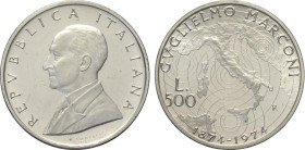 Repubblica Italiana, Monetazione in Lire (1946-2001), 500 Lire 1974 con legenda errata del contorno: REPUBALIANA BLICA IT, RRRR Ag 29 mm, 11 g, sigill...