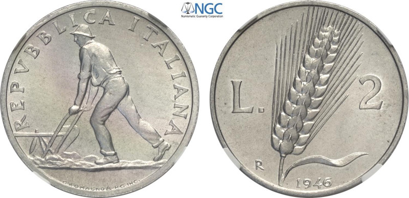 Repubblica Italiana, Monetazione in Lire (1946-2001), 2 Lire 1946, Rara It 24,1 ...
