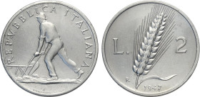 Repubblica Italiana, Monetazione in Lire (1946-2001), 2 Lire 1947, RR It 24,1 mm, 1,74 g, tracce di pulitura altrimenti SPL