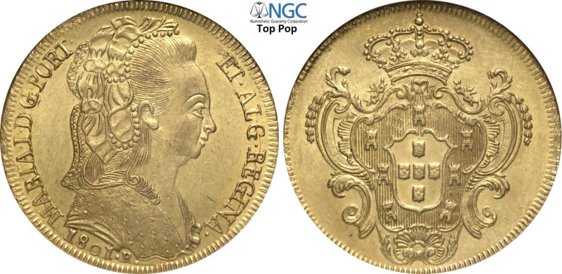 Brazil, Maria I (1786-1816), 6400 Reis 1801-R, Rio de Janeiro mint, Au 32 mm, 14...