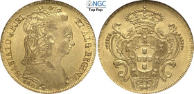 Brazil, Maria I (1786-1816), 6400 Reis 1801-R, Rio de Janeiro mint, Au 32 mm, 14,34 g, alta conservazione, in Slab NGC MS63 Top Pop (cert. 3073059001)