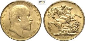 Canada, Edward VII (1901-1910), Sovereign 1910-C, Ottawa mint, mintage: 28.012, S-3970, Au 22 mm, 7,99 g, in Slab PCGS MS63