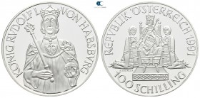 Austria.  AD 1991. Rudolf I.. 100 Schilling
