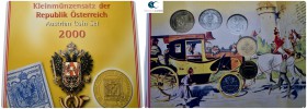 Austria.  AD 2000. 6 coins 36,60 Schilling. Mint Set