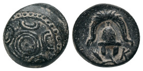 KINGS OF MACEDON. Alexander III 'the Great' (336-323 BC). AE. Half Unit. Uncertain mint in Asia. Obv: Macedonian shield with pellet on boss. Rev: Mace...