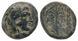 KINGS OF MACEDON. temp. Philip III – Antigonos I Monophthalmos. (Circa 323-310 BC). AE. Uncertain mint in Western Asia Minor. Obv: Head of Herakles ri...